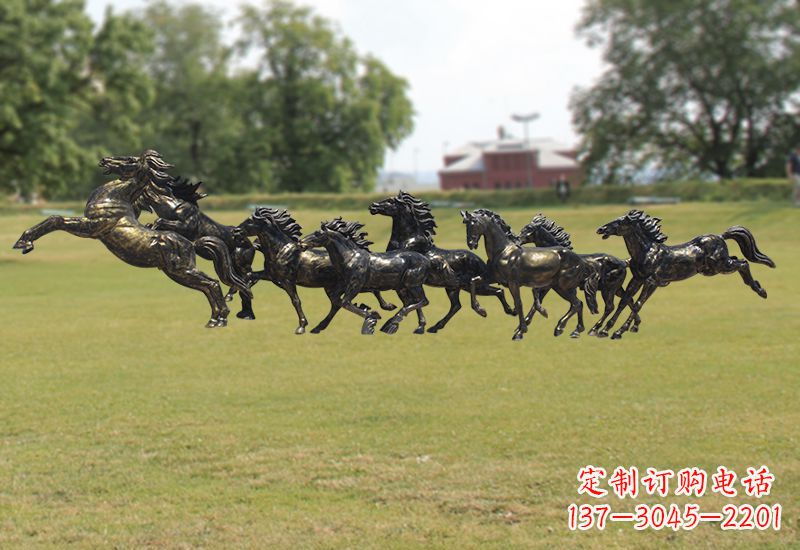 三明八骏图八匹马群铜雕