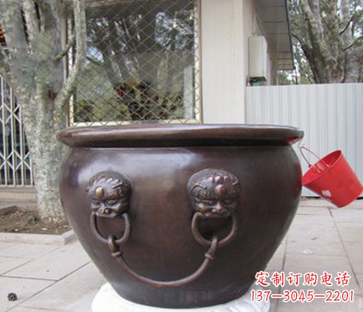 三明别墅招财水缸铜雕塑摆件 (2)
