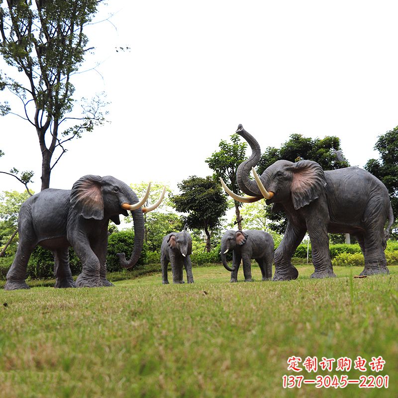 三明玻璃钢大象仿真大象雕塑-公园景区园林装饰动物摆件