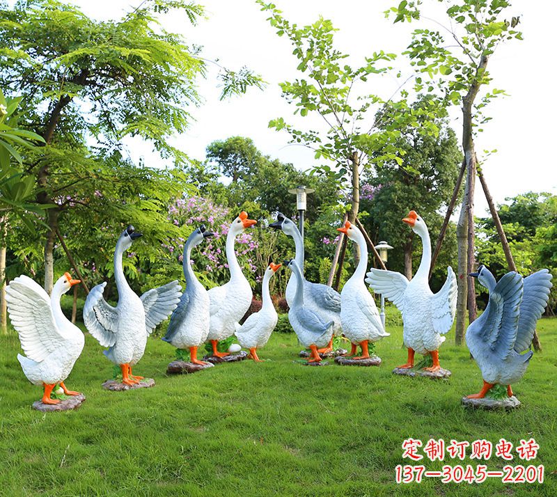 三明玻璃钢雕刻的精美鹅