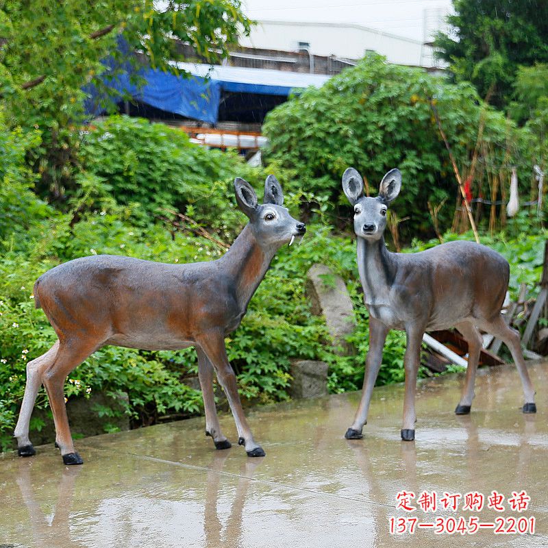 三明玻璃钢仿真鹿雕塑-农家院动物摆件