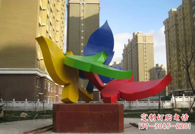 三明不锈钢彩色树叶雕塑