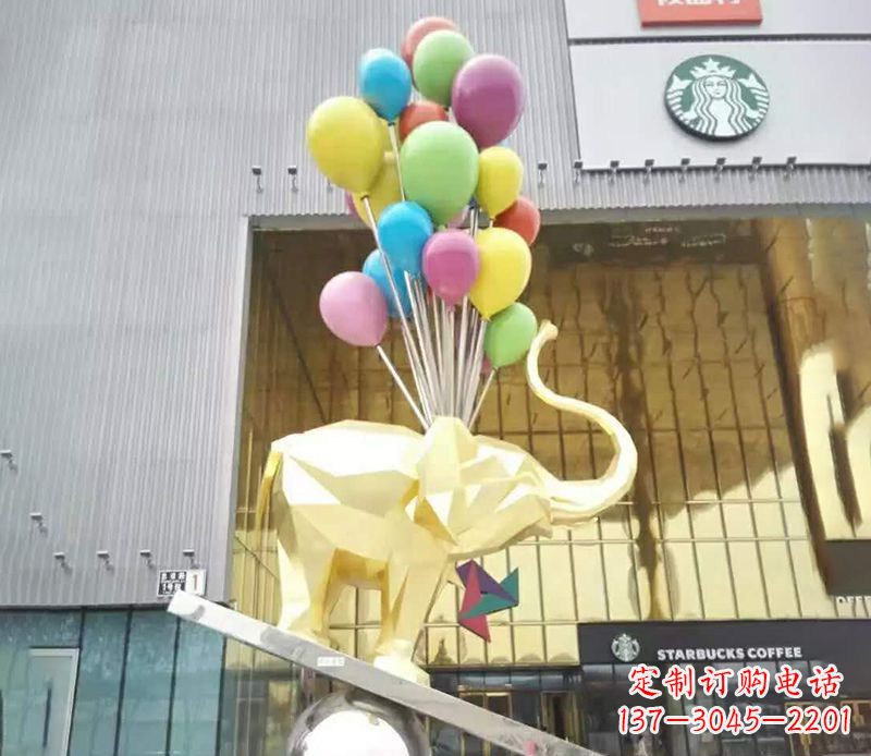 三明不锈钢踩球的小象雕塑