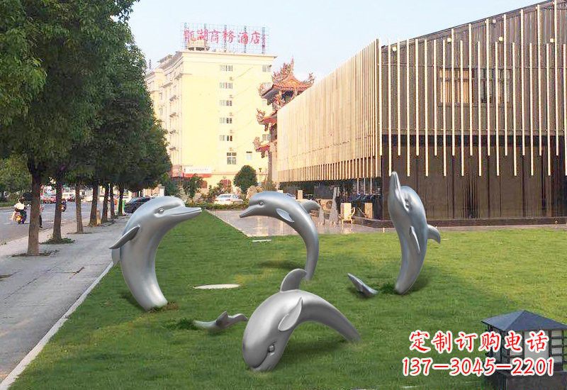 三明不锈钢海豚雕塑艺术与环保的完美结合
