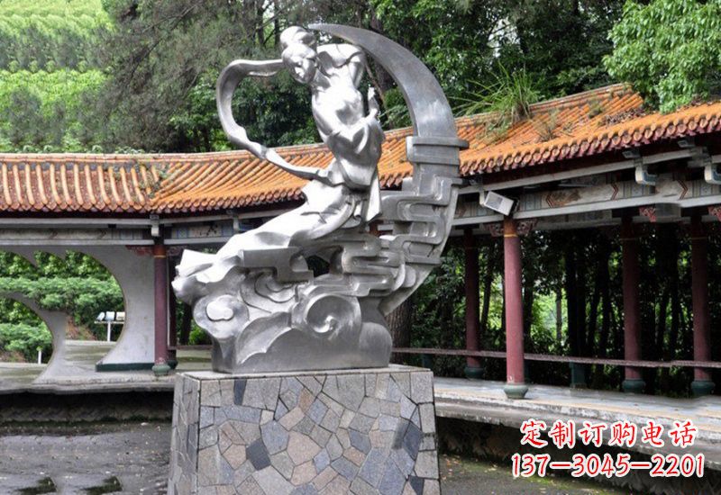 三明不锈钢制作的嫦娥奔月雕塑
