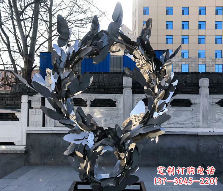 三明不锈钢蝴蝶花环景观雕塑