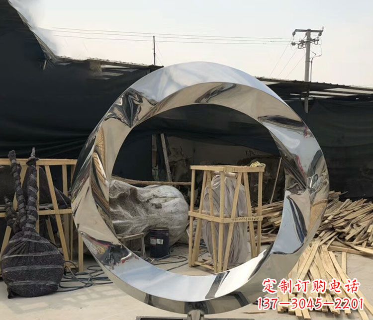 三明不锈钢抽象镜面圆环雕塑