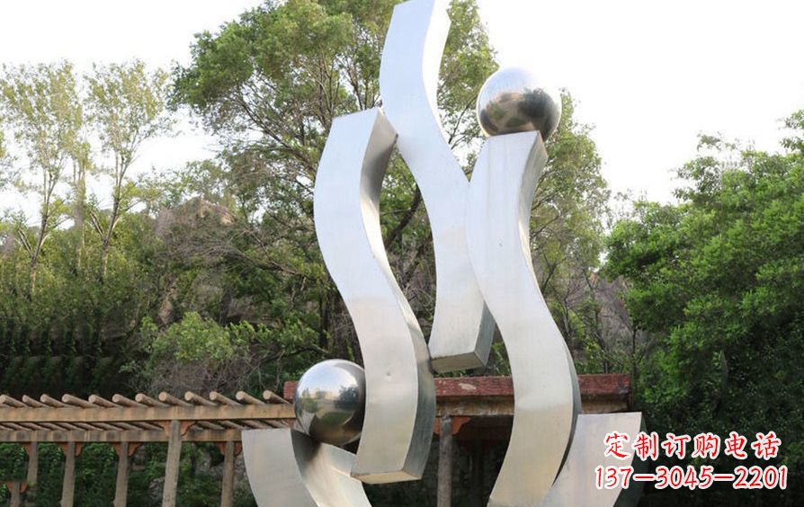 三明不锈钢飘带雕塑美化小区景观
