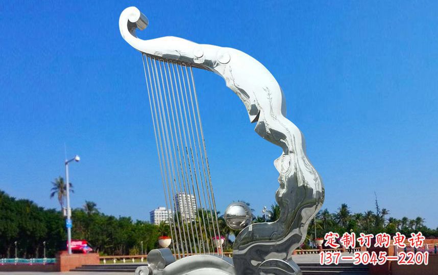 三明不锈钢竖琴广场雕塑
