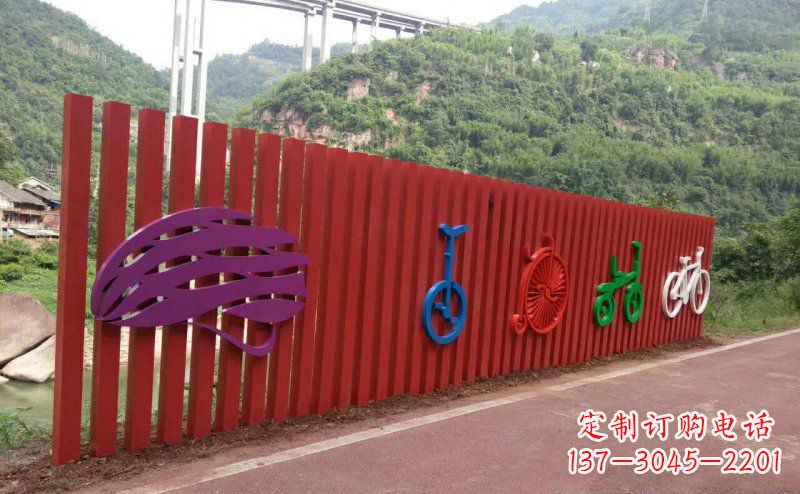 三明不锈钢自行车雕塑点缀公园景观