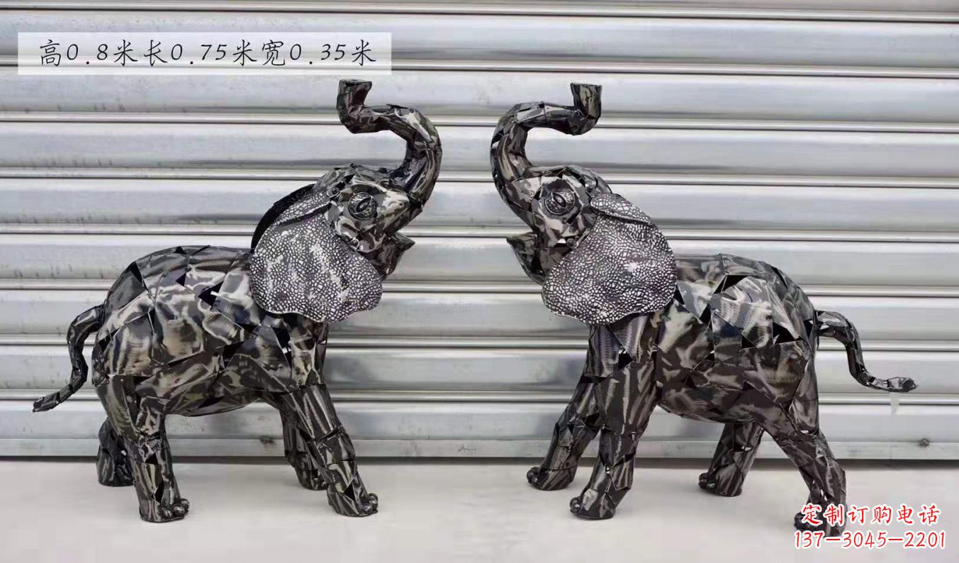 三明不锈钢大象雕塑精美的摆件装饰