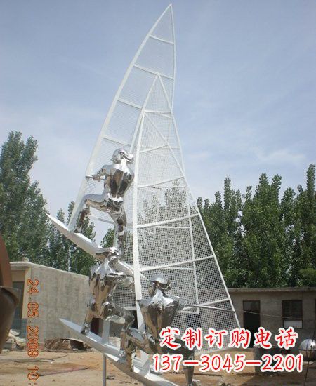 三明海上航行不锈钢帆船雕塑