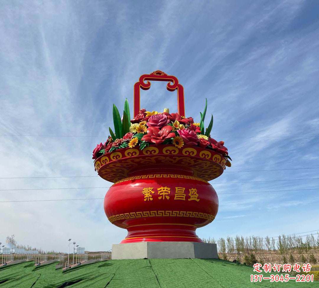 三明不锈钢花篮雕塑象征繁荣昌盛