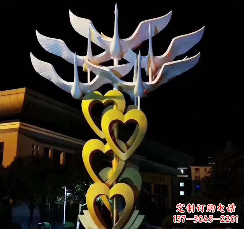 三明不锈钢大雁雕塑象征着自由的翱翔