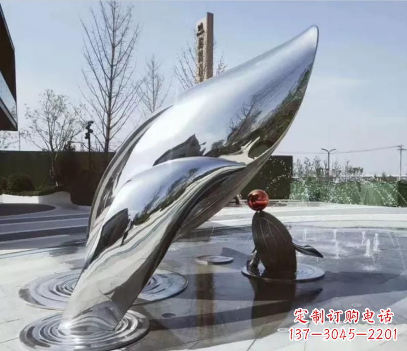 三明精美不锈钢海豚雕塑