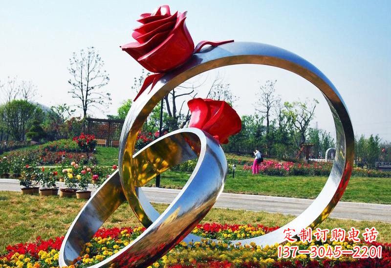 三明不锈钢公园玫瑰花戒指雕塑精致精美的礼物