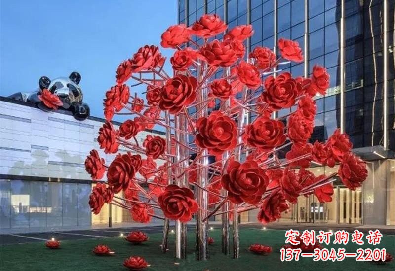 三明不锈钢公园玫瑰花树雕塑——让玫瑰长驻公园