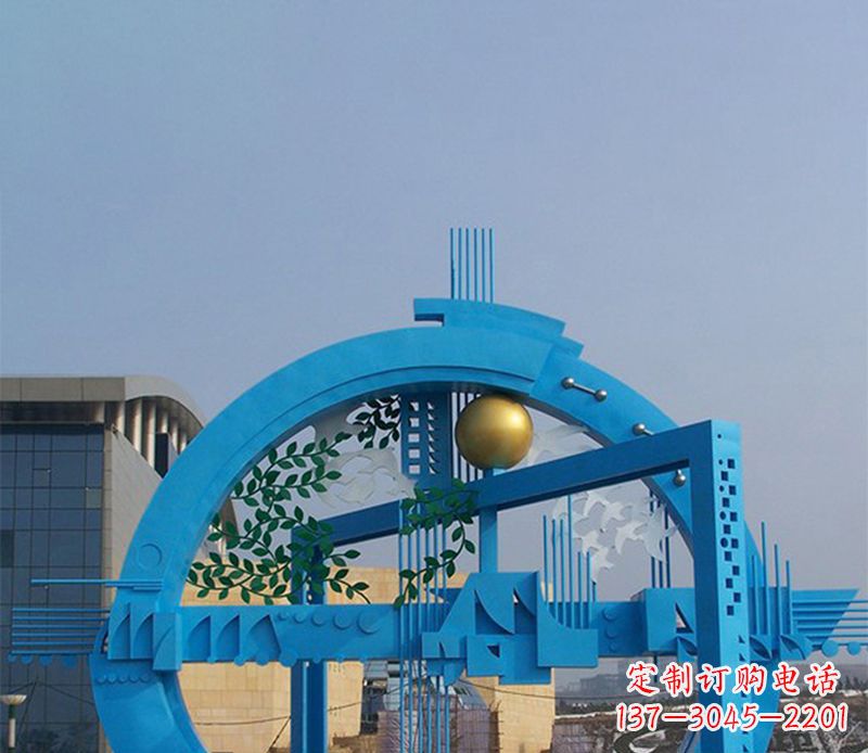 三明不锈钢拱桥雕塑美丽的艺术品