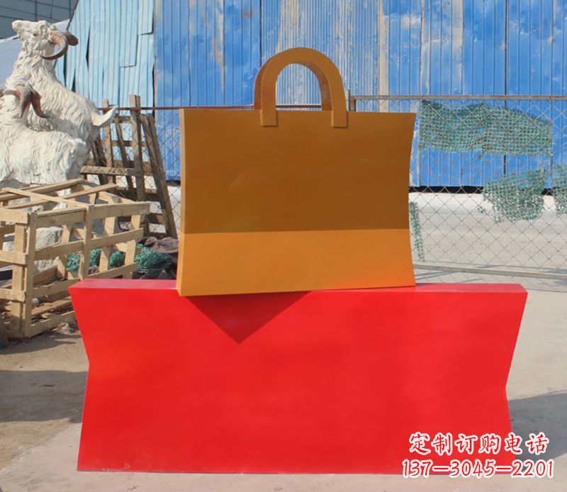 三明精美不锈钢购物袋雕塑
