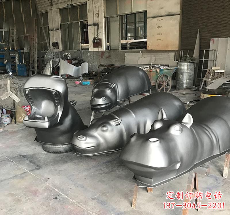 三明静态之美22英寸不锈钢河马雕塑