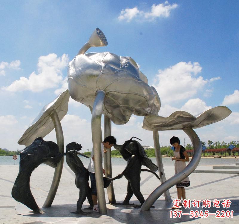 三明荷花之美——不锈钢荷花广场雕塑