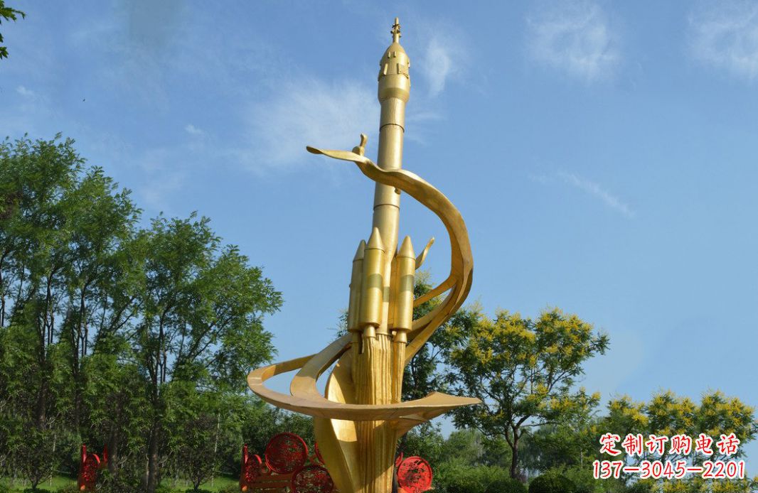 三明火箭飞向蓝天不锈钢火箭广场景观雕塑
