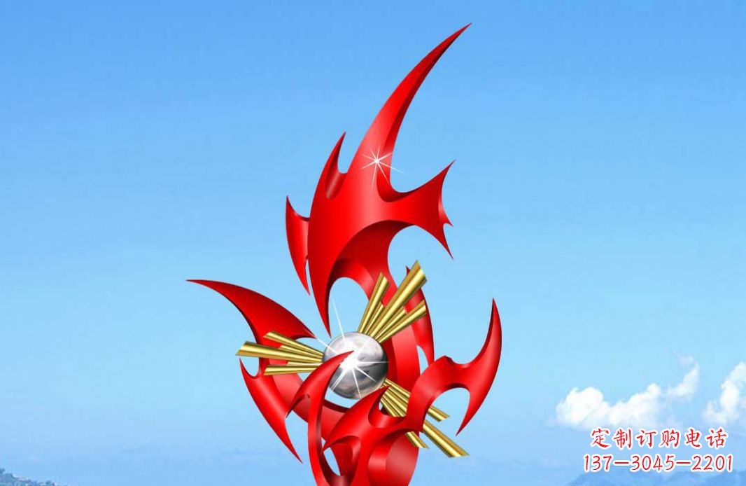 三明不锈钢火苗抽象景观雕塑给城市添彩