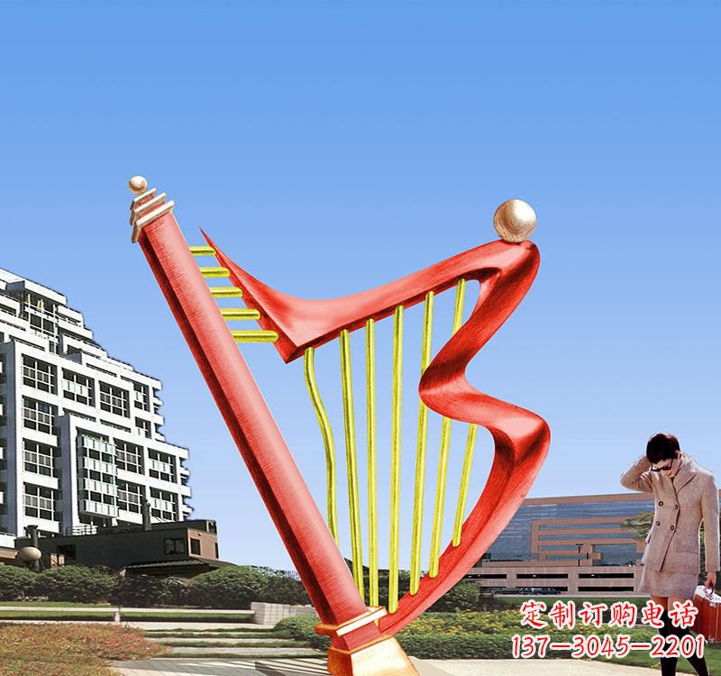 三明不锈钢竖琴雕塑把旋律汇聚成艺术精品