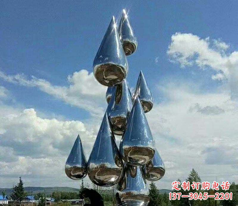 三明不锈钢镜面大型水滴雕塑——艺术精美、精致优雅