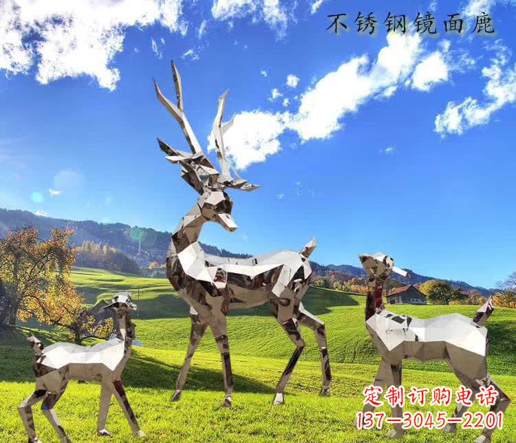 三明不锈钢鹿精美的动物雕塑