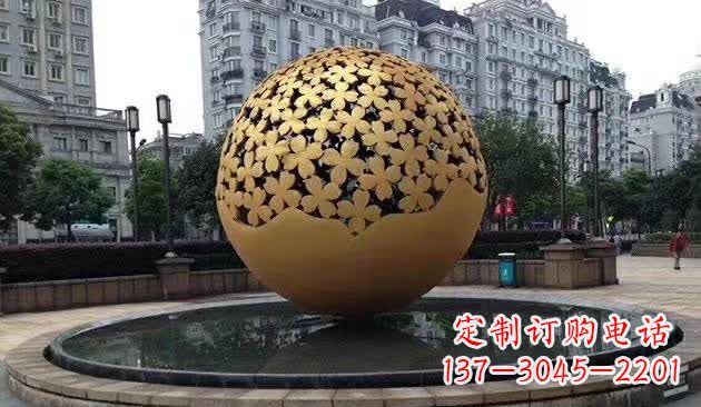 三明不锈钢镂空球喷泉雕塑——精致美观