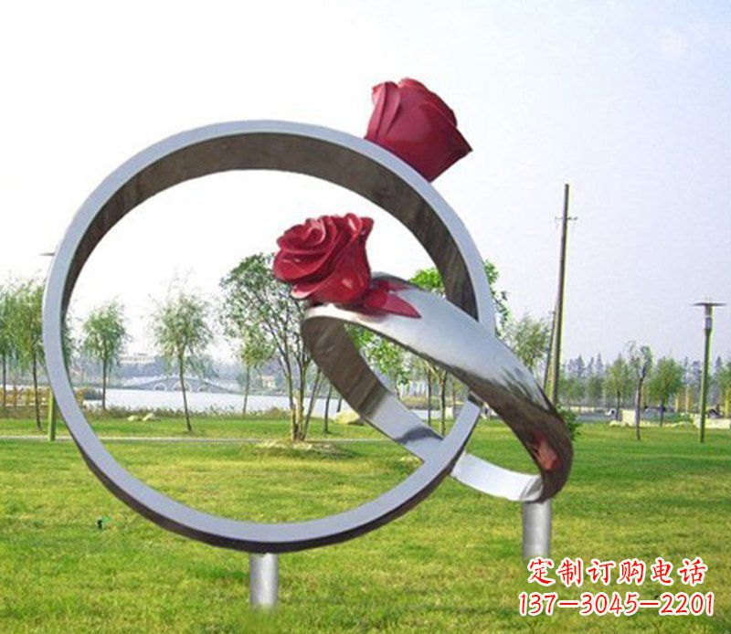 三明不锈钢玫瑰戒指雕塑