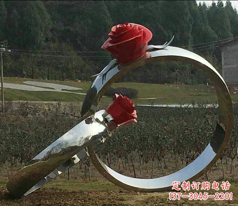 三明不锈钢玫瑰雕塑精美的艺术珍品