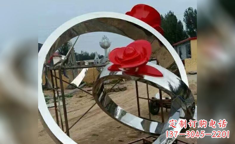 三明不锈钢玫瑰花戒指雕塑