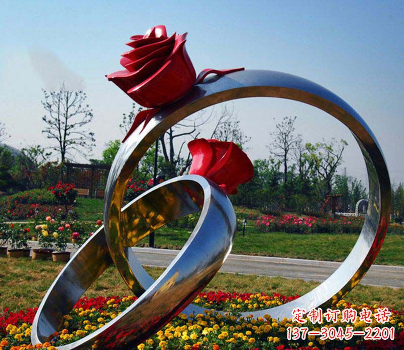 三明不锈钢玫瑰戒指精美的艺术品