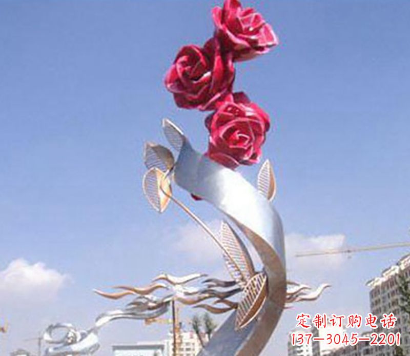 三明不锈钢玫瑰雕塑精美的艺术品