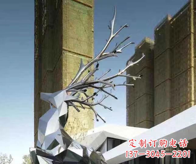 三明梅花鹿雕塑美丽的景观和动物雕塑