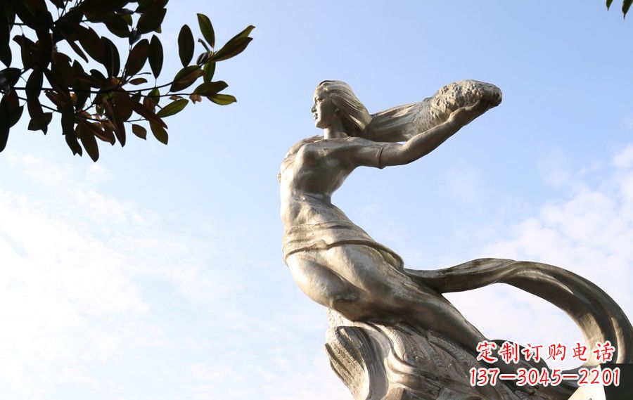 三明女娲传承中华神话的不锈钢雕塑