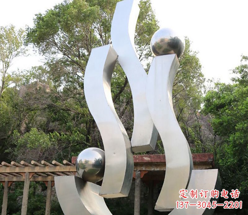 三明景观雕塑现代不锈钢飘带