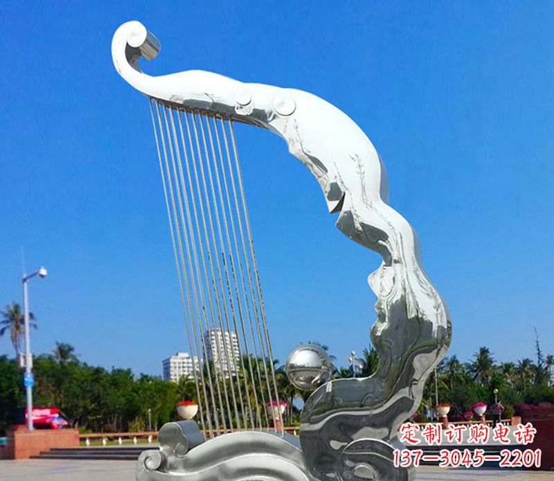 三明不锈钢竖琴雕塑——传承古典音乐之美