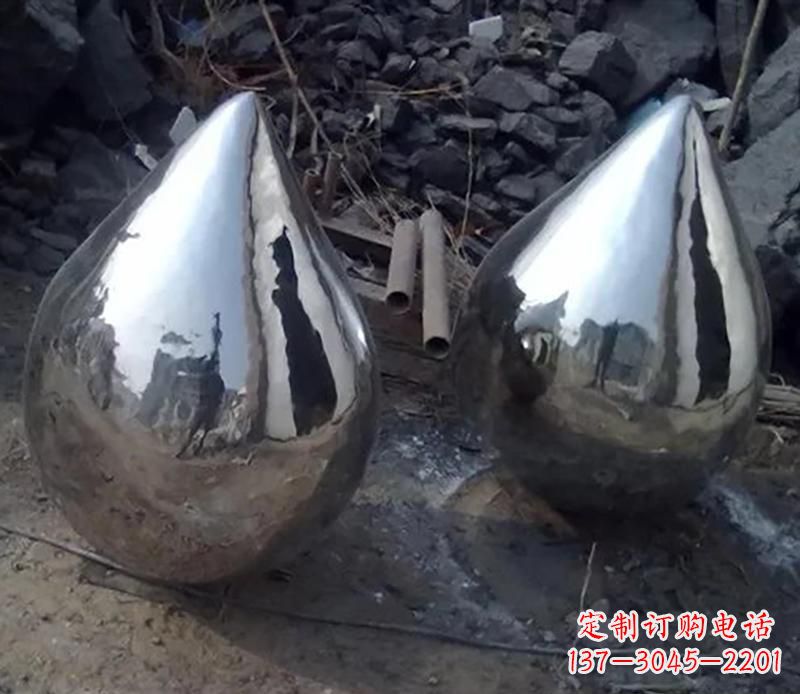 三明不锈钢水滴雕塑美丽绽放