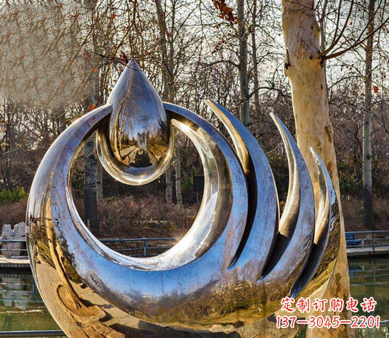 三明不锈钢水滴雕塑给园林带来流动的美