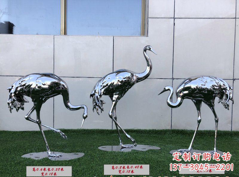 三明不锈钢仙鹤雕塑传承中国古典美感
