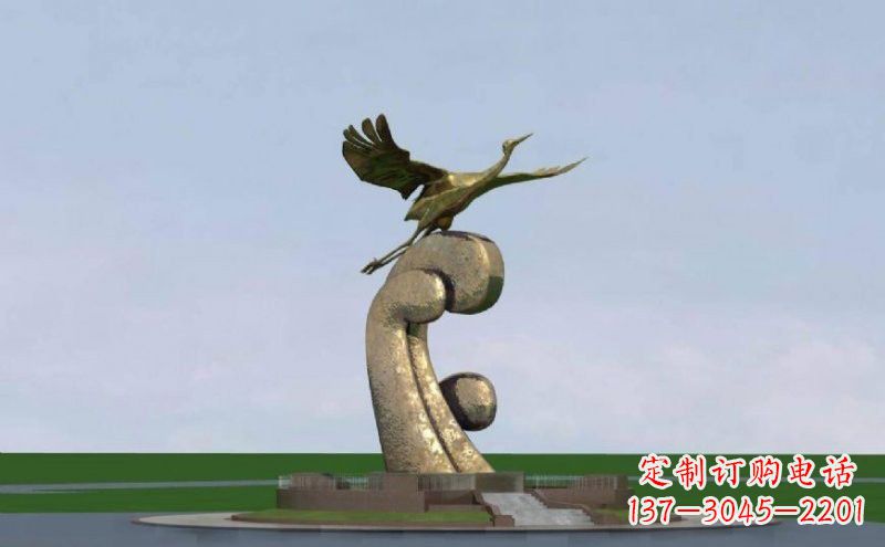 三明不锈钢仙鹤雕塑象征着美丽和宁静