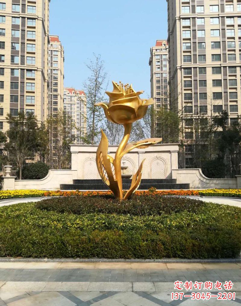 三明不锈钢小区玫瑰花雕塑浓郁情感的视觉体验