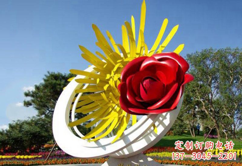 三明不锈钢玫瑰花雕塑——给城市景观带来美丽
