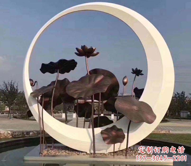 三明环绕荷香不锈钢圆环雕塑