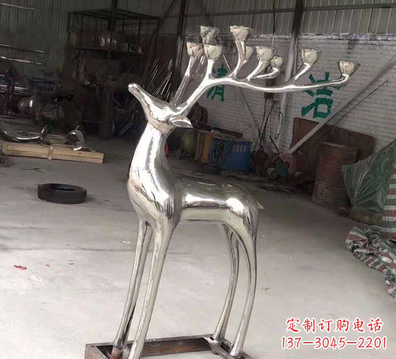 三明精美梅花鹿雕塑——点亮不锈钢烛台