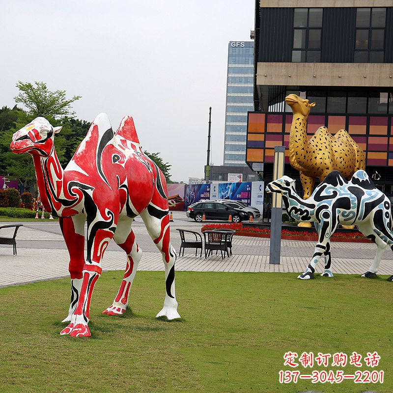 三明彩绘骆驼不锈钢雕塑-城市园林动物景观雕塑摆件