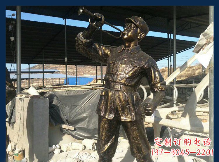 三明冲锋号雕塑永远记住八路军